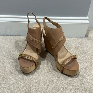 Halston Heritage Taupe Zipper Wedge
